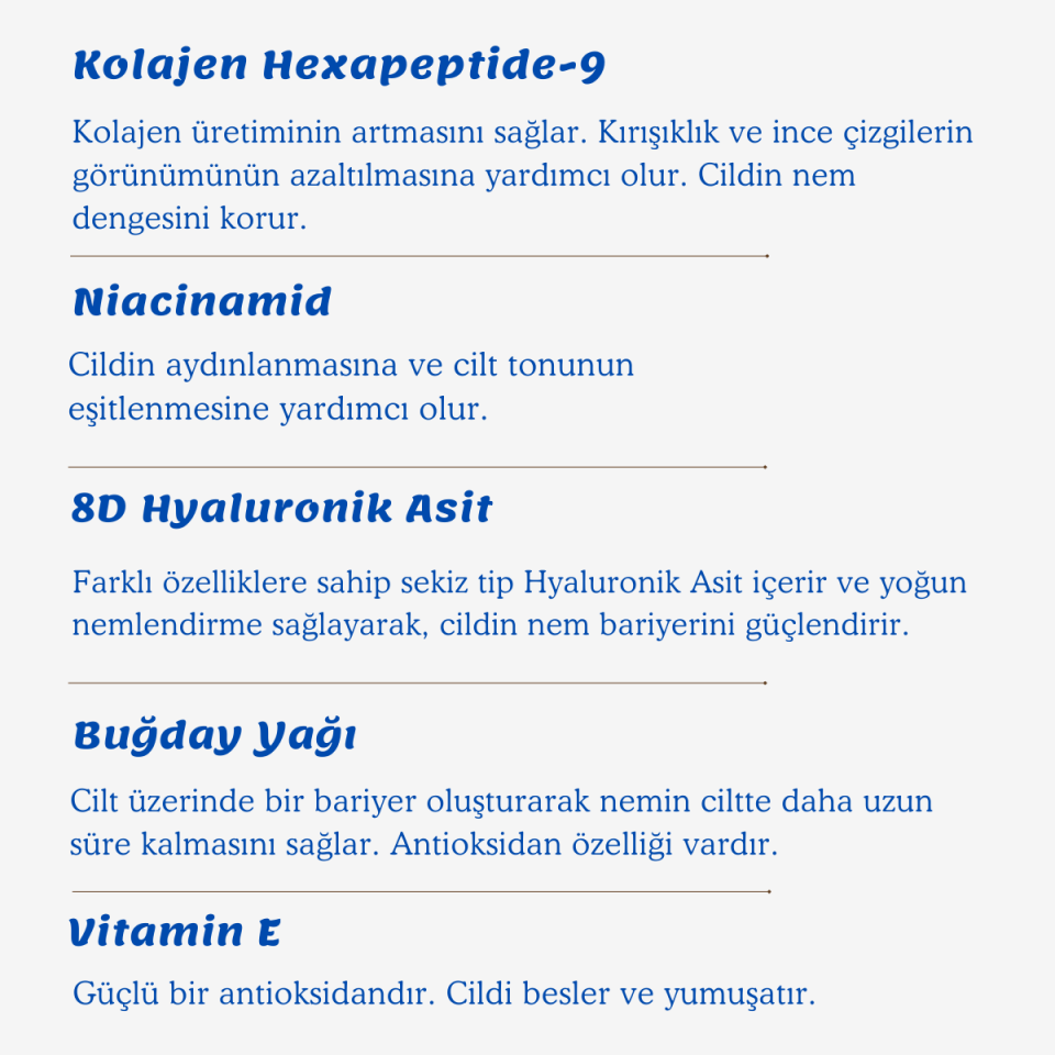 Yaşlanma Karşıtı Yoğun Nemlendirici ve Aydınlatıcı Kolajen Peptit Cilt Bakım Kremi 50 ml