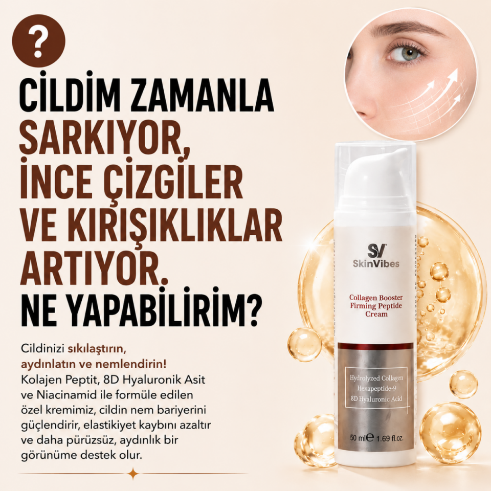 Yaşlanma Karşıtı Yoğun Nemlendirici ve Aydınlatıcı Kolajen Peptit Cilt Bakım Kremi 50 ml