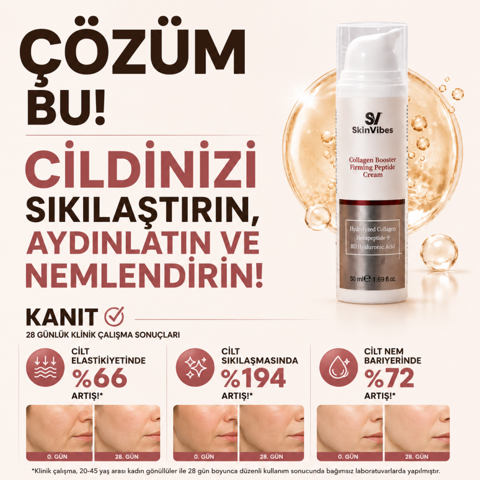 Yaşlanma Karşıtı Yoğun Nemlendirici ve Aydınlatıcı Kolajen Peptit Cilt Bakım Kremi 50 ml
