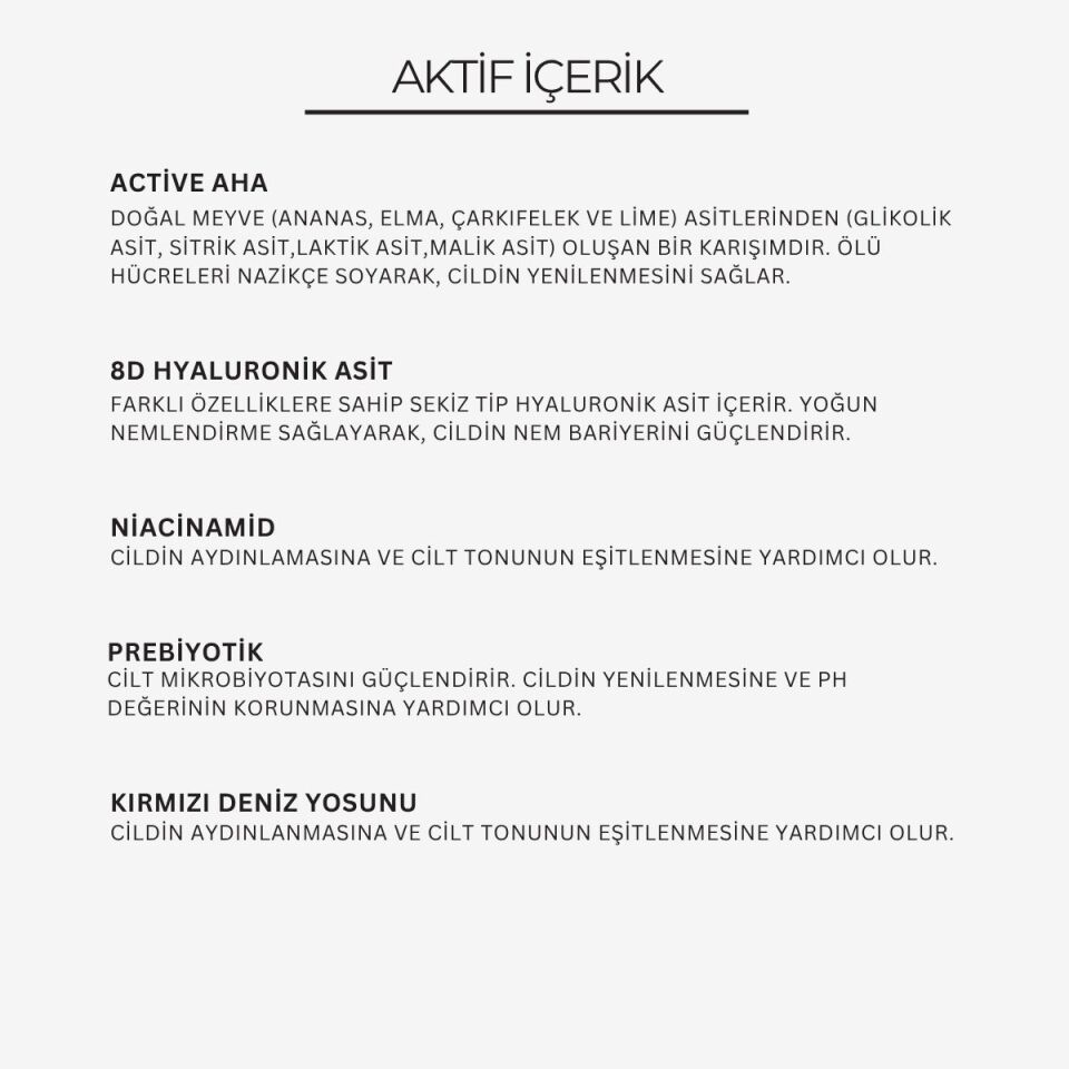 Aydınlatıcı, Canlandırıcı ve Gözenek Sıkılaştırıcı AHA Tonik 200 ml