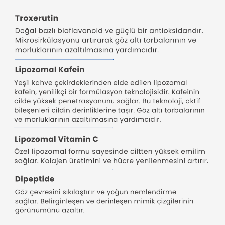 Aydınlatıcı ve Sıkılaştırıcı Troxerutin Göz Çevresi Serumu 30 ml
