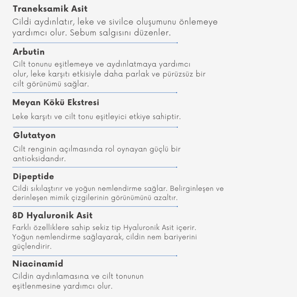 Aydınlatıcı ve Beyazlatıcı Traneksamik Asit Complex Cilt Serum 30 ml