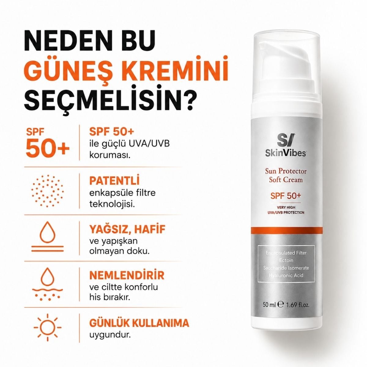 Leke Önleyici ve Nemlendirici Güneş Koruyucu Krem SPF 50+, 50 ml