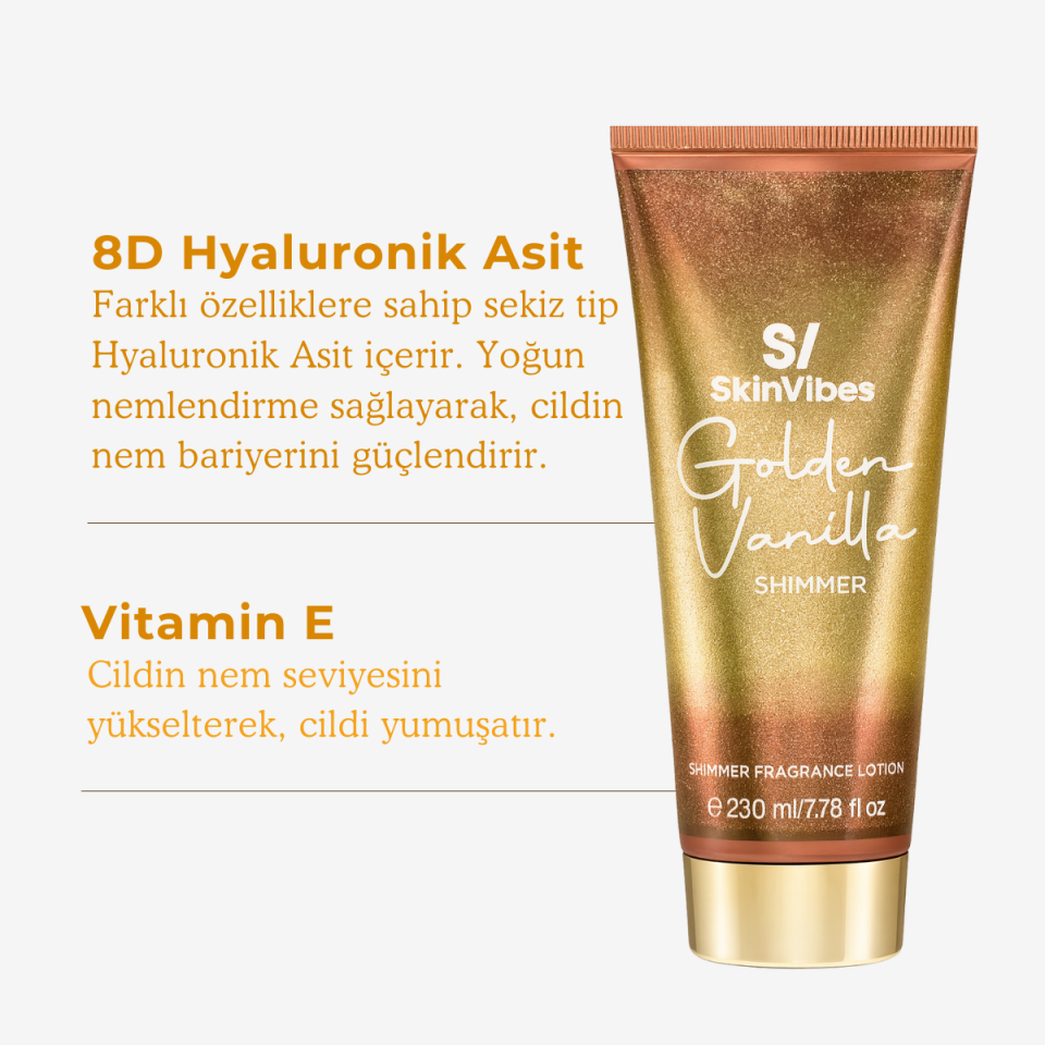 Golden Vanilla Parfümlü ve Işıltılı Vücut Losyonu 230 ml